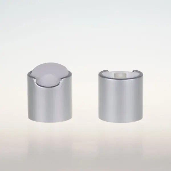 Disc Top Schraubverschluss 24/410 PP weiss mit Metallhülle Alu poliert GLOSS